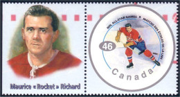 Canada Hockey Maurice Richard With Label MNH ** Neuf SC (C18-38cb) - Jockey (sobre Hielo)