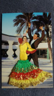 CARTE  BRODEE FOKLORE FOLKLORIQUE ESPAGNE ESPAGNOLE DANSE FLAMENCO COUPLE PALMIERS EXTERIEUR ED PRAT - Borduurwerk