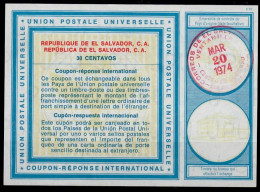 EL SALVADOR  Vi19  30 CENTAVOS  Int. Reply Coupon Reponse Antwortschein IRC IAS Cupón Respuesta  O SAN SALVADOR 20.03.74 - El Salvador