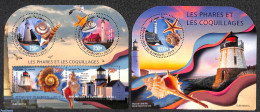 Djibouti 2019 Lighthouses And Shells 2 S/s, Mint NH, Nature - Various - Shells & Crustaceans - Lighthouses & Safety At.. - Mundo Aquatico