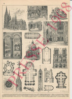 Doc 1908 Architecture Cathédrale De Cologne Chalon Notre-Dame Paris Laon Clocher Coutances Chartres - Altri & Non Classificati