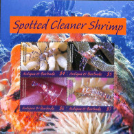 Antigua & Barbuda 2020 Spotted Cleaner Shrimp 4v M/s, Mint NH, Nature - Fish - Poissons