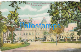 227938 ARGENTINA BUENOS AIRES PLAZA Y ESTACION DE TREN STATION TRAIN CONSTITUCION & TRANVIA TRAMWAY POSTAL POSTCARD - Argentine