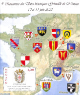 Monaco 2023 Historical Grimaldi Sites S/s, Mint NH, History - Various - Coat Of Arms - Maps - Ongebruikt