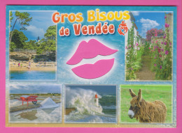 D85 - AMBIANCES DE VENDÉE - GROS BISOUS DE VENDÉE -Âne -Phare- CPM Grand Format Multivues (5 Vues Avec Lèvres Découpées) - Sonstige & Ohne Zuordnung