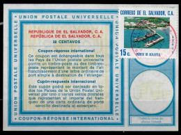 EL SALVADOR  Vi19  30 CENTAVOS + Stamp 15c.  Int. Reply Coupon Reponse Antwortschein IRC IAS Cupón Respuesta  O 13.03.75 - Salvador