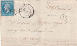 LAS. 19 JUIN 1845. N° 22. MARCIAC. COTES DU NORD. GC 2200. BOITE RURALE P = ARMOUS. POUR AUZ - 1849-1876: Classic Period