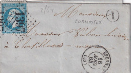 LETTRE. 16 AOUT 1864. N° 22. EPERNAY. MARNE. GC 1397. BOITE RURALE I = CORMOYEUX. POUR CHATILLON S MARNE - 1849-1876: Periodo Classico