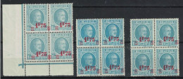 HOUYOUX ** /MNH  N°   248 Cu Bloc De 4  Avec 2  Nuances  Cob 320  ??   à  29,89 - 1922-1927 Houyoux