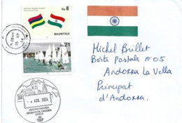 2024. MAURITIUS.  (Mauritius-India) Joint Issue, Letter To Andorra, With Andorran Illustrated Arrival Postmark - Mauricio (1968-...)