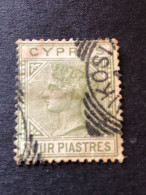 CYPRUS SG 20  4 Piastres Olive Green  FU   CV £38 - Chypre (...-1960)