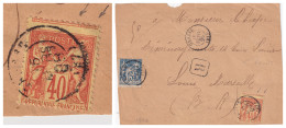 LETTRE. DEVANT. 1° MARS 1888. SAGE 40c. PIQUAGE A CHEVAL. RECOMMANDE GRASSE. ALPES MARITIMES. POUR MARSEILLE - 1876-1898 Sage (Tipo II)