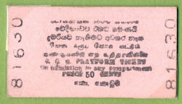 CEYLON / SRI LANKA , TICKET DE FERROCARRIL , TREN , TRAIN , RAILWAYS - Wereld