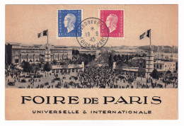 Carte Postale Foire De Paris 1945 Marianne De Dulac Cachet Comité De La Foire De Paris - 1944-45 Marianna Di Dulac