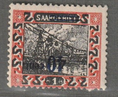 SARRE - N°76a ** (1921) 40c Sur 1m Rouge Et Noir - Surcharge Renversée - Signé Champion - - Unused Stamps