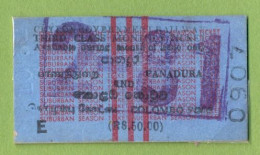 CEYLON / SRI LANKA , PANADURA - COLOMBO FORT , TICKET DE FERROCARRIL , TREN , TRAIN , RAILWAYS - Welt