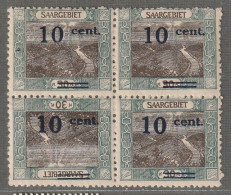 SARRE - N°71a ** (1921) 10c Sur 30p Vert Et Brun - Tête-bêche Avec Surcharge Renversée - - Neufs