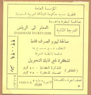 ARABIA SAUDI , DAMMAM TO RIYADH , TICKET DE FERROCARRIL , TREN , TRAIN , RAILWAYS - Mundo