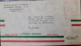 O) MEXICO . D.F., METERSTAMP, SANBORN HNOS S.A. AIRMAIL CIRCULATED TO CHICAGO - USA - Mexique