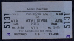 KENYA , NAIROBI - ATHI RIVER  , TICKET DE FERROCARRIL , TREN , TRAIN , RAILWAYS - World