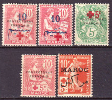 Marocco 1914/15 Y.T.55,59/62 */MH VF/F - Ungebraucht