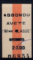 TOGO , AGBONOU - AVETE , TICKET DE FERROCARRIL , TREN , TRAIN , RAILWAYS - Welt