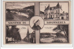 SAVONNIERES : Vue D'ensemble - Hôtel De Ville - Le Quai Et L'église - Le Cher, L'église Et Le Moulin - Très Bon état - Altri & Non Classificati