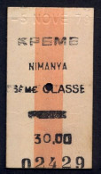 TOGO , KPEME - NIMANYA , TICKET DE FERROCARRIL , TREN , TRAIN , RAILWAYS - Mundo