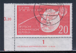 East Germany / DDR 1959 Mi# 721 DV Used - Landing Of The Soviet Rocket Lunik 2 On The Moon / Space - Usados