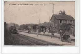 MARSEILLES EN BEAUVAISIS : La Gare - état (un Pli) - Marseille-en-Beauvaisis