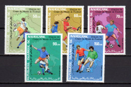 Mauritania 1990 Football Soccer World Cup Set Of 5 MNH - 1990 – Italië