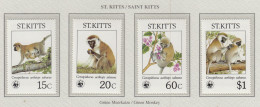 St. KITTS 1986 WWF Animals Mi 184-187 MNH(**) Fauna 727 - Scimmie