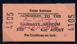 KENYA , RAILWAYS MUSEUM , TICKET DE FERROCARRIL , TREN , TRAIN , RAILWAYS , CHEMIN DE FER - Mundo