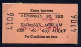 KENYA , RAILWAYS MUSEUM , TICKET DE FERROCARRIL , TREN , TRAIN , RAILWAYS , CHEMIN DE FER - Mundo