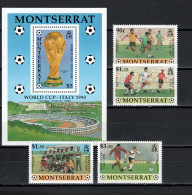 Montserrat 1990 Football Soccer World Cup Set Of 4 + S/s MNH - 1990 – Italie