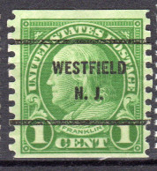 NJ-733; USA Precancel/Vorausentwertung/Preo; WESTFIELD (NJ), Type 61 - Precancels