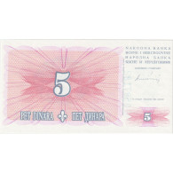 Bosnie-Herzégovine, 5 Dinara, 1994, 1994-08-15, KM:40a, NEUF - Bosnia And Herzegovina