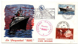 Paquebot France - Escale Fort-de-France 1968 - Martinique - Départ Le Havre - Poste Maritime