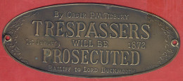 ** PLAQUE  LORD  BUCKMOUTH  1872 ** - Otros & Sin Clasificación