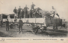 AA+ 14- 1914 - ARTILLERIE LOURDE PRISEAUX ALLEMANDS - WAGON PLAT - Matériel