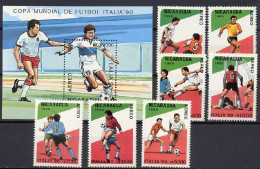 Nicaragua 1989 Football Soccer World Cup Set Of 7 + S/s MNH - 1990 – Italië