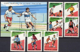 Nicaragua 1989 Football Soccer World Cup Set Of 7 + S/s MNH - 1990 – Italia