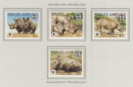 SWAZILAND 1987 WWF Animals White Rhinoceros Mi 528-531 MNH(**) Fauna 734 - Rinocerontes
