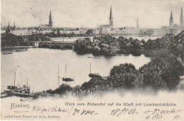 AA+ 23- HAMBURG  , DEUTSCHLAND - BLICK VOM ALSTERUFER AUF DIE STADT MIT LOMBARDSBRUCKE - Mitte