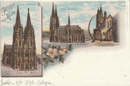 AA+ 24- GRUSS AUS KOLN - DOM  WESTSEITE , DOM SUDSEITE , ST MARTINSKIRCHE - LITHO. - Koeln