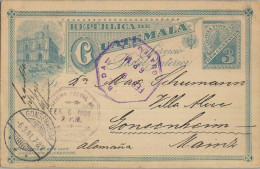 1901 GUATEMALA , VILLA ALICE - GONSENHEIM , ENTERO POSTAL CIRCULADO , LLEGADA - Guatemala