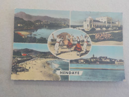 CPSM -  AU PLUS RAPIDE -  HENDAYE - MULTIVUES  -  VOYAGEE  TIMBREE 1963 - FORMAT CPA - Hendaye