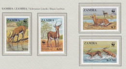 ZAMBIA 1987 WWF Animals Waterbuck Mi 438-441 MNH(**) Fauna 735 - Unused Stamps