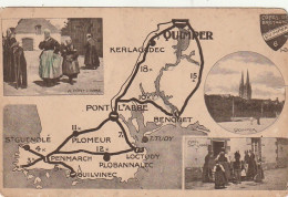 AA+ 38-(29) CARTE GEOGRAPHIQUE COTES DE BRETAGNE - MULTIVUES : PONT L'ABBE , QUIMPER - Otros & Sin Clasificación