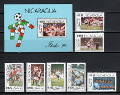 Nicaragua 1991 Football Soccer Set Of 7 + S/s MNH - Neufs